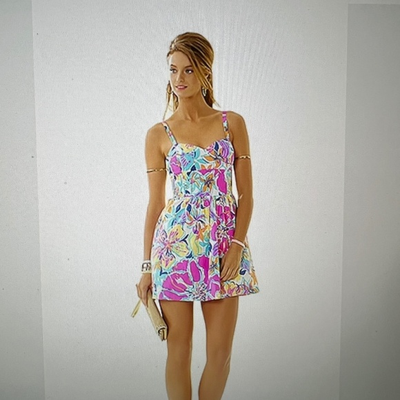 Lilly Pulitzer Christine Besame Mucho Smocked Poplin Fit & Flare Dress Sz10 - Picture 1 of 16